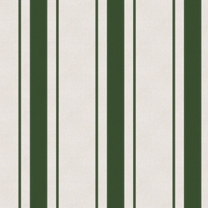 Forest Green Antique Vintage Mattress Ticking Stripe on Cream