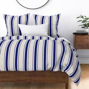 Navy Blue Antique Vintage Mattress Ticking Stripe on Cream