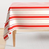 Ruby Red Antique Vintage Mattress Ticking Stripe on Cream