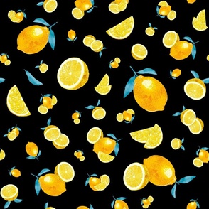 Vitamin C Lemons Black Pattern