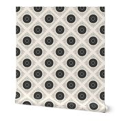 Vintage Midcentury Geometric -  Charcoal on Cream