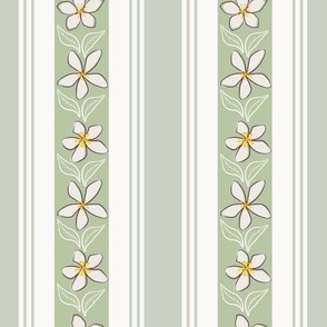 Araminta's Jasmine Flower Green Regency  Stripes