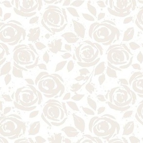 Summer Bliss Watercolor Roses -Creamy white on white 