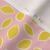 SMALL - Tumbling Yellow lemons on baby Pink