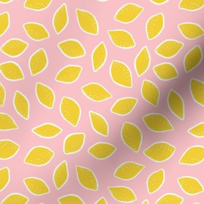 SMALL - Tumbling Yellow lemons on baby Pink