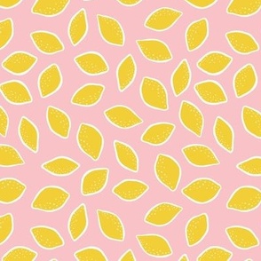 SMALL - Tumbling Yellow lemons on baby Pink