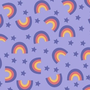 Rainbows and Stars, violet, periwinkle, large