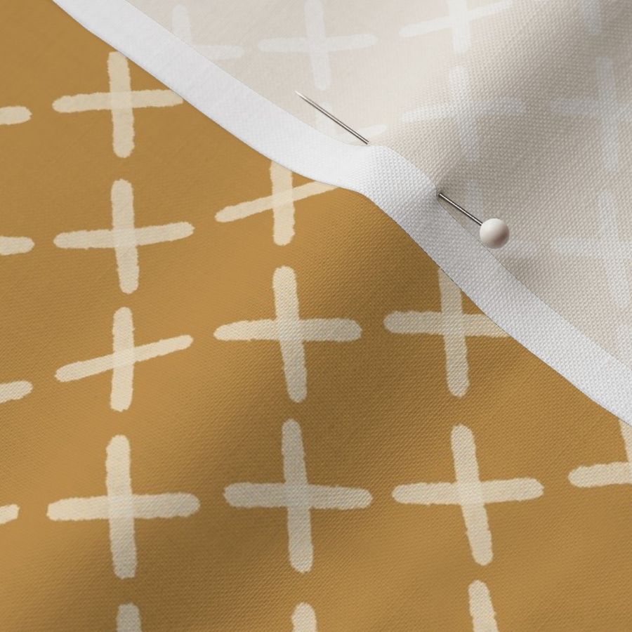 Tribal Forest -  Cross (white on mustard)