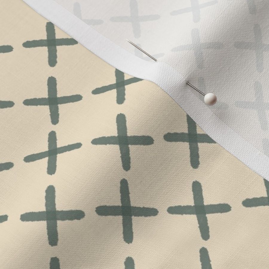 Tribal Forest -  Cross (olive on white)