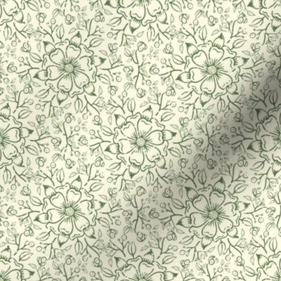 Elizabeth's Green Ivory White Tudor Rose Texture
