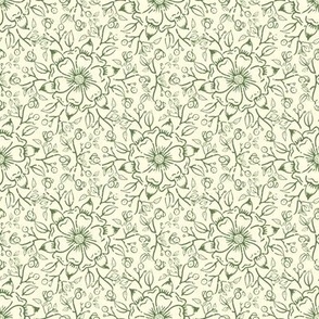 Elizabeth's Green Ivory White Tudor Rose Texture