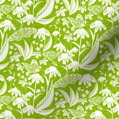 Botanical Block Print- Spring Wilderness- Chartreuse Green- Small Scale
