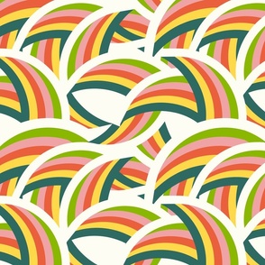 Soaring Ways- Modern Geometric Rainbow Stripes- Ivory- Regular Scale
