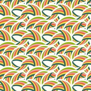 Soaring Ways- Modern Geometric Rainbow Stripes- Ivory- Small Scale