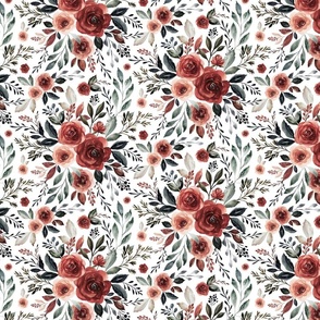 BLUSH AND BURGUNDY FLORAL SMALL ON WHITE