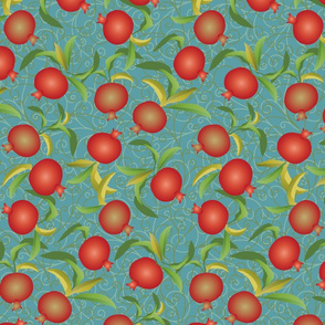 pomegranate on teal