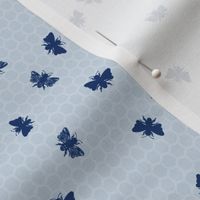 Small Scale Bee and Honeycomb Pattern | Light Blue MK002