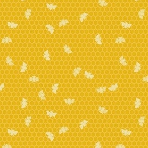 Small Scale Bee and Honeycomb Pattern | Honey Yellow MK002