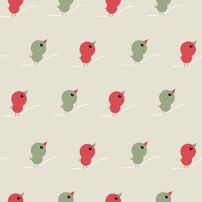 Bird on a Branch - Red and Khaki - Nursery Minimalist Olive Green Kids Pigeon Pets Sweet Baby Apparel