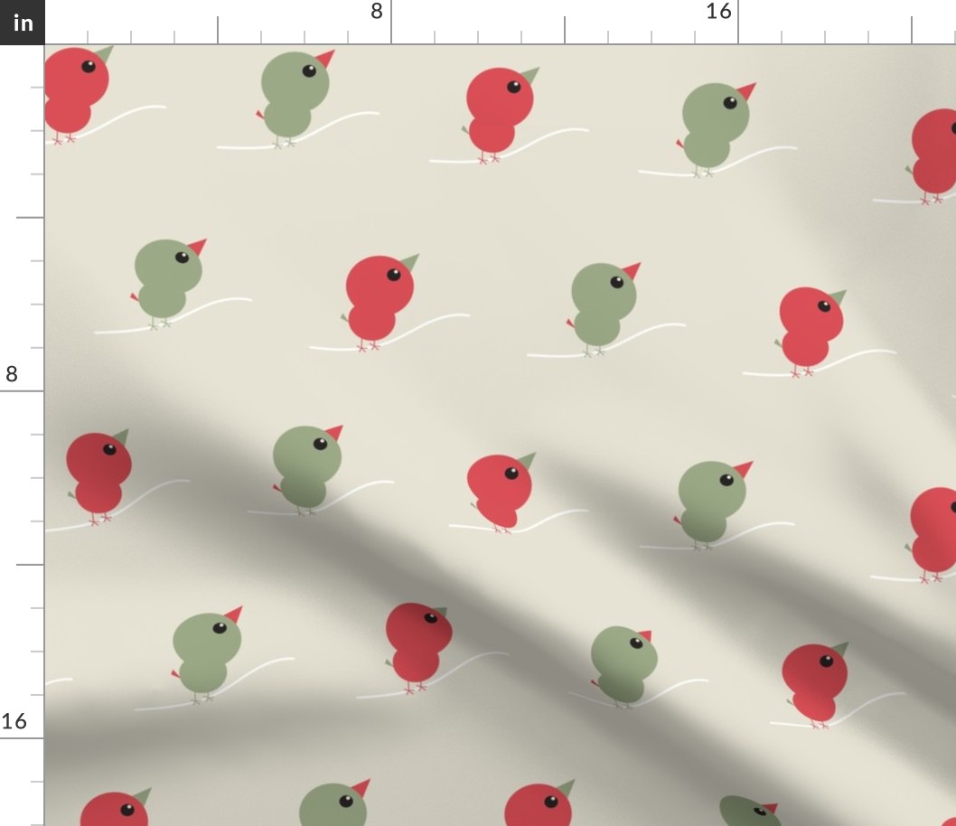 Bird on a Branch - Red and Khaki - Nursery Minimalist Olive Green Kids Pigeon Pets Sweet Baby Apparel