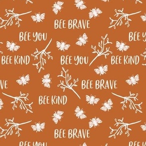 6" Repeat Bee Kind Bee Brave Bee You Pattern Medium Scale | Terracotta Orange MK002