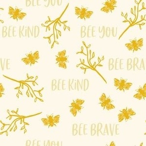 6" Repeat Bee Kind Bee Brave Bee You Pattern Medium Scale | Pale Yellow MK002