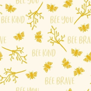 12" Repeat Bee Kind Bee Brave Bee You Pattern Large Scale | Pale Yellow MK002