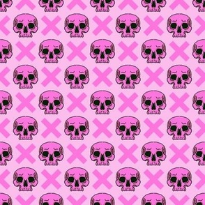 Skulls and Crosses Pastel Pink Goth extra-small scale