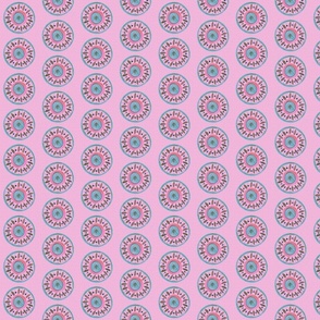 Pink Circle Fabric - Small print - artistic - painted - mandala
