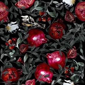 Art Nouveau / Pomegranates & Hidden Song Birds / Christmas