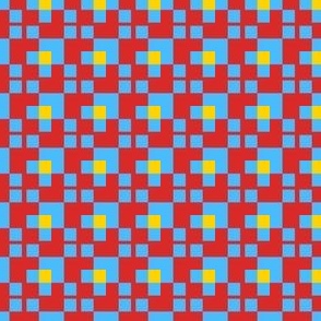 Mini Prints: Blocks - Playful Squares - Reverse Blue Red Yellow