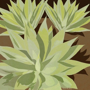 Agave Plants-Foxtail succulent garden,watercolor, greens and browns. PLACEMENT PRINT FOR DIY.