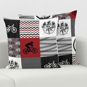 Mountain Bike//Mud Sweat Gears//Red - Wholecloth Cheater Quilt 