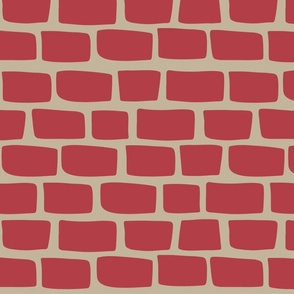 Hand drawn red wall brick seamless pattern.