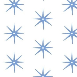 Medium Cornflower on White STARS 