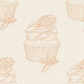 Cupcakes Line Art Coral Cream_Iveta Abolina