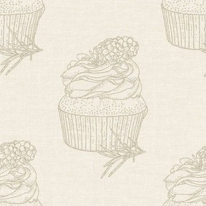 Cupcakes Line Art Sage Cream_Iveta Abolina