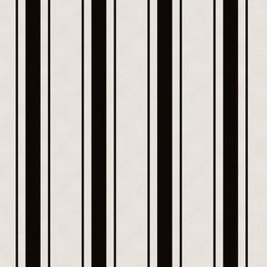 Medium Coal Black Antique Vintage Mattress Ticking Stripe on Cream