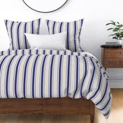 Medium Cornflower Blue Antique Vintage Mattress Ticking Stripe on Cream