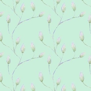 delicate watercolor flower buds - spring green
