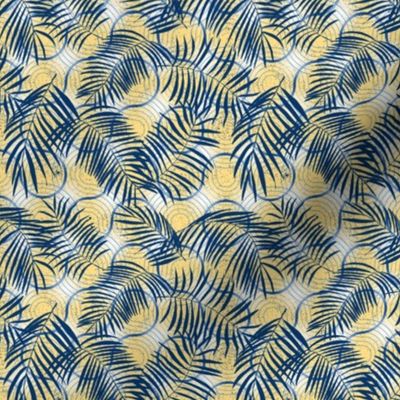 palm leaves truchet - navy-vanilla small scale