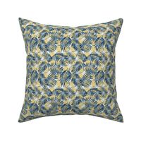 palm leaves truchet - navy-vanilla small scale