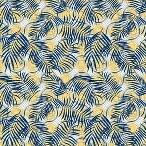 palm leaves truchet - navy-vanilla small scale