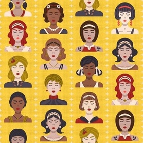 Women Faces - Fashion Design on Yellow / Small Scale