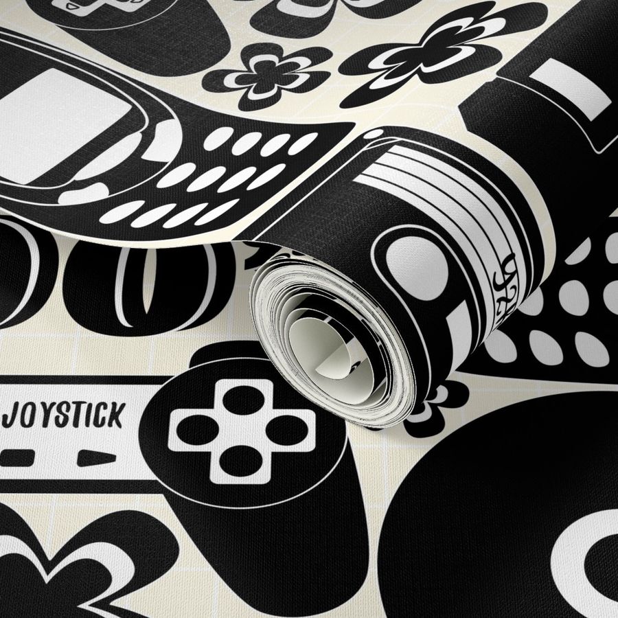 Nostalgic Y2K Black and white Wallpaper | Spoonflower