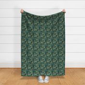 Regency floral on dark teal