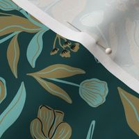 Regency floral on dark teal