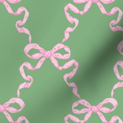 Hannah Ribbon Trellis Pink on Green