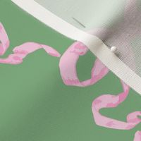 Hannah Ribbon Trellis Pink on Green