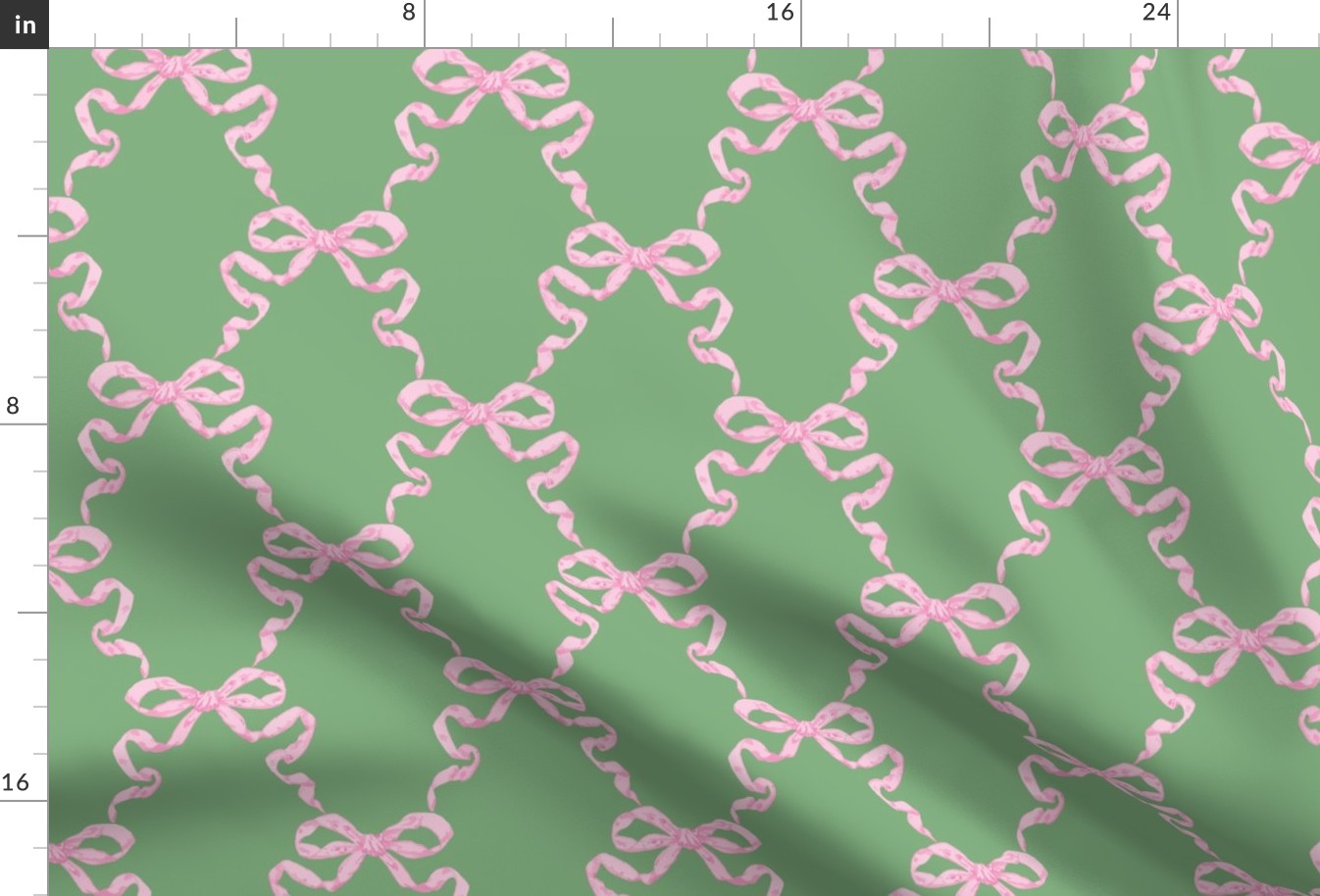 Hannah Ribbon Trellis Pink on Green